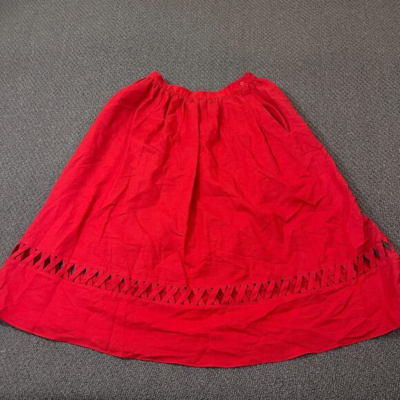 Giulliana Skirt Womens Size 8 Linen Blend Red Pleated Vintage - Picture 1 of 12